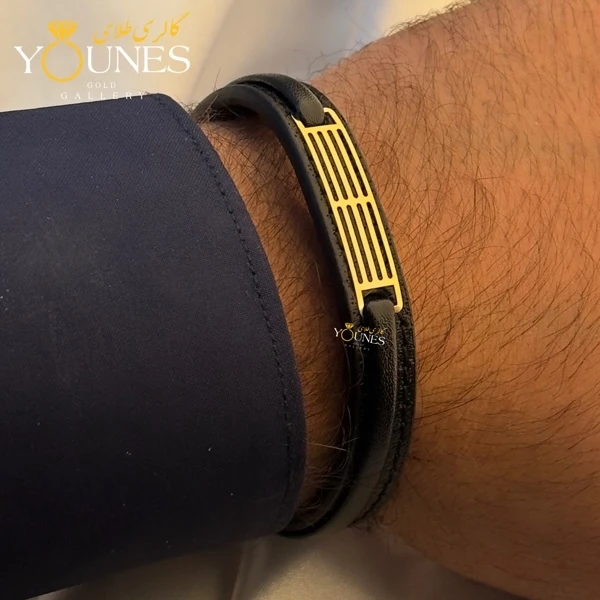 دستبند طلا چرم مردانه L165